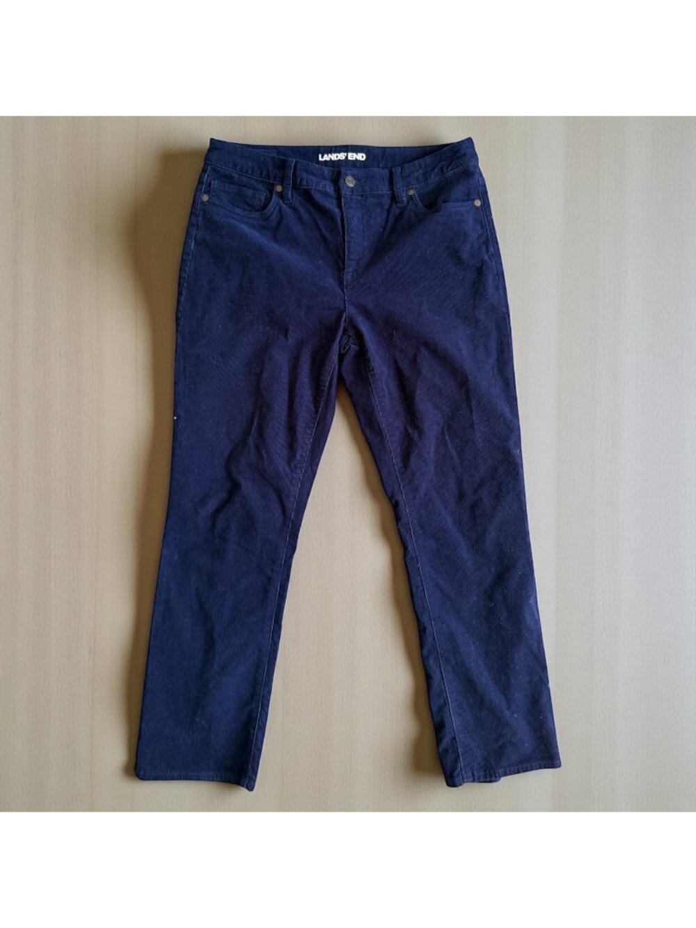 LANDS END Navy Blue Corduroy Straight Leg Pants Size 12 P